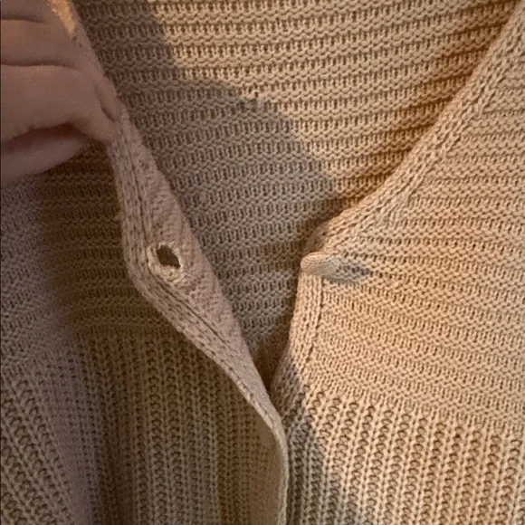 SHEIN Camel V-Neck Button-Up Cropped  Knit Cardigan Sweater - Picture 4 of 6